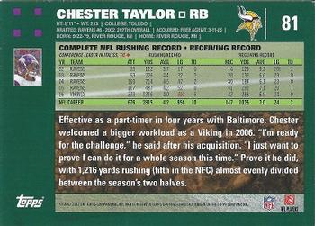 2007 Topps #81 Chester Taylor Back