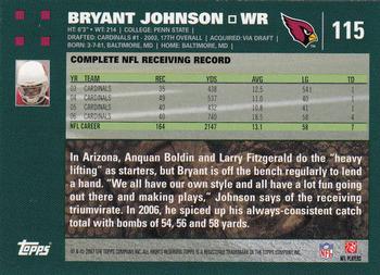 2007 Topps #115 Bryant Johnson Back