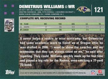 2007 Topps #121 Demetrius Williams Back