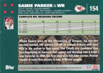 2007 Topps #154 Samie Parker Back