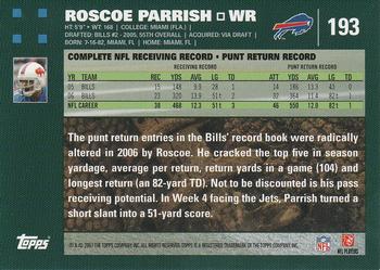 2007 Topps #193 Roscoe Parrish Back