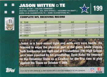 2007 Topps #199 Jason Witten Back