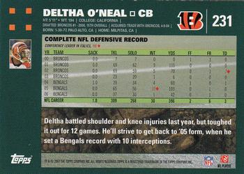 2007 Topps #231 Deltha O'Neal Back