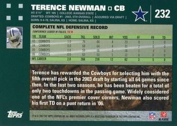 2007 Topps #232 Terence Newman Back