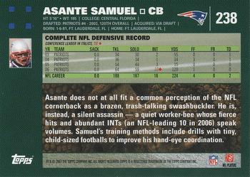 2007 Topps #238 Asante Samuel Back