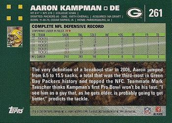 2007 Topps #261 Aaron Kampman Back