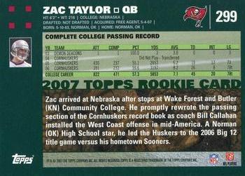 2007 Topps #299 Zac Taylor Back