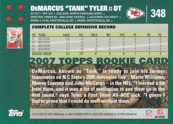 2007 Topps #348 Tank Tyler Back