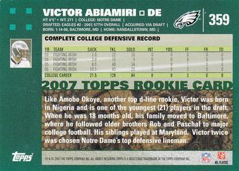 2007 Topps #359 Victor Abiamiri Back