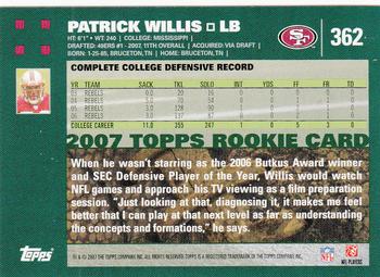 2007 Topps #362 Patrick Willis Back