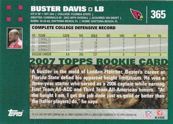 2007 Topps #365 Buster Davis Back