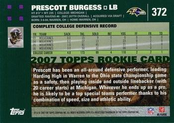 2007 Topps #372 Prescott Burgess Back