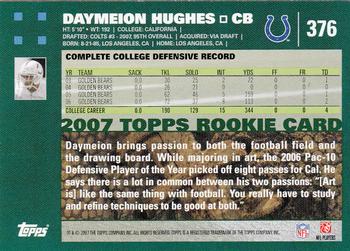 2007 Topps #376 Daymeion Hughes Back