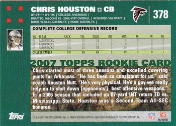 2007 Topps #378 Chris Houston Back