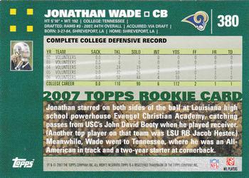 2007 Topps #380 Jonathan Wade Back