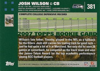 2007 Topps #381 Josh Wilson Back