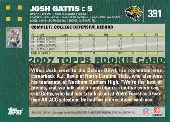 2007 Topps #391 Josh Gattis Back