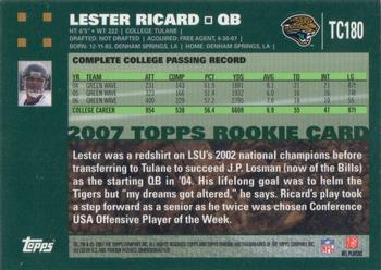 2007 Topps Chrome #TC180 Lester Ricard Back