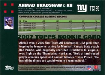 2007 Topps Chrome #TC195 Ahmad Bradshaw Back