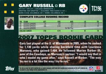 2007 Topps Chrome #TC196 Gary Russell Back