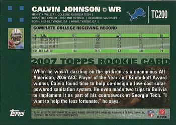 2007 Topps Chrome #TC200 Calvin Johnson Back