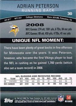 2009 Topps Unique - Gold #30 Adrian Peterson Back