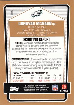 2007 Topps Draft Picks & Prospects #1 Donovan McNabb Back