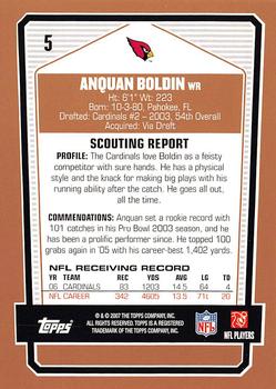 2007 Topps Draft Picks & Prospects #5 Anquan Boldin Back