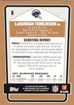2007 Topps Draft Picks & Prospects #8 LaDainian Tomlinson Back