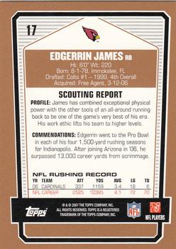 2007 Topps Draft Picks & Prospects #17 Edgerrin James Back