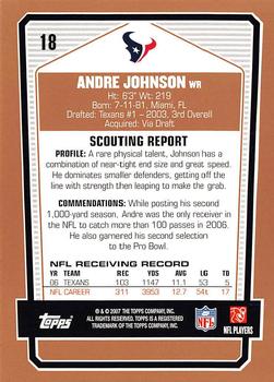 2007 Topps Draft Picks & Prospects #18 Andre Johnson Back