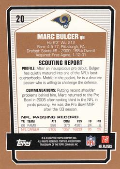 2007 Topps Draft Picks & Prospects #20 Marc Bulger Back