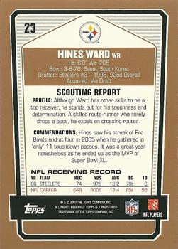 2007 Topps Draft Picks & Prospects #23 Hines Ward Back