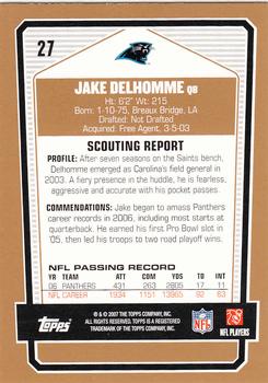 2007 Topps Draft Picks & Prospects #27 Jake Delhomme Back