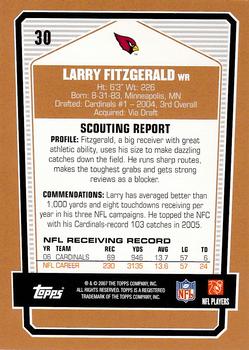 2007 Topps Draft Picks & Prospects #30 Larry Fitzgerald Back