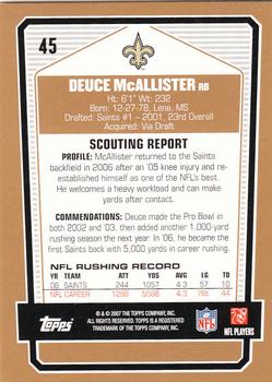 2007 Topps Draft Picks & Prospects #45 Deuce McAllister Back