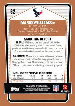 2007 Topps Draft Picks & Prospects #62 Mario Williams Back