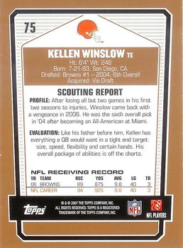 2007 Topps Draft Picks & Prospects #75 Kellen Winslow Back
