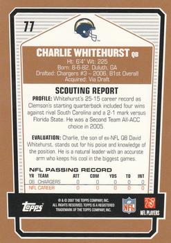 2007 Topps Draft Picks & Prospects #77 Charlie Whitehurst Back