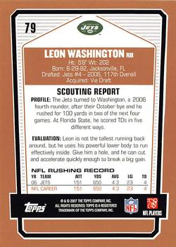 2007 Topps Draft Picks & Prospects #79 Leon Washington Back