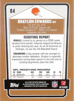 2007 Topps Draft Picks & Prospects #84 Braylon Edwards Back