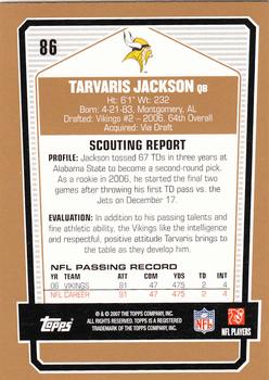 2007 Topps Draft Picks & Prospects #86 Tarvaris Jackson Back