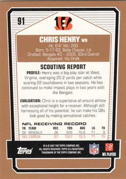 2007 Topps Draft Picks & Prospects #91 Chris Henry Back