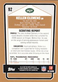 2007 Topps Draft Picks & Prospects #92 Kellen Clemens Back