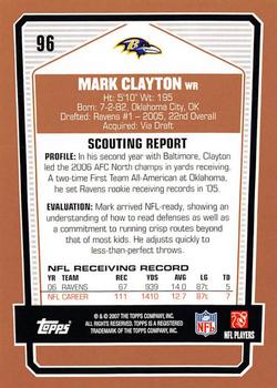 2007 Topps Draft Picks & Prospects #96 Mark Clayton Back