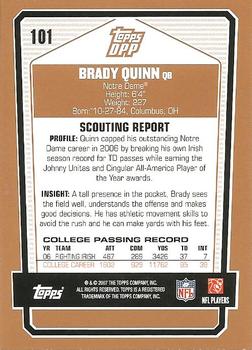 2007 Topps Draft Picks & Prospects #101 Brady Quinn Back