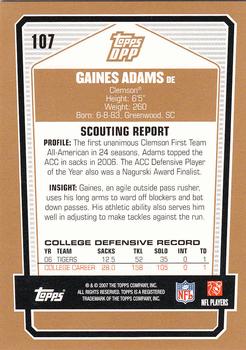 2007 Topps Draft Picks & Prospects #107 Gaines Adams Back