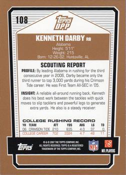 2007 Topps Draft Picks & Prospects #108 Kenneth Darby Back