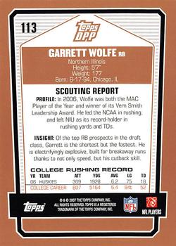 2007 Topps Draft Picks & Prospects #113 Garrett Wolfe Back