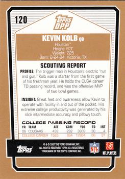 2007 Topps Draft Picks & Prospects #120 Kevin Kolb Back